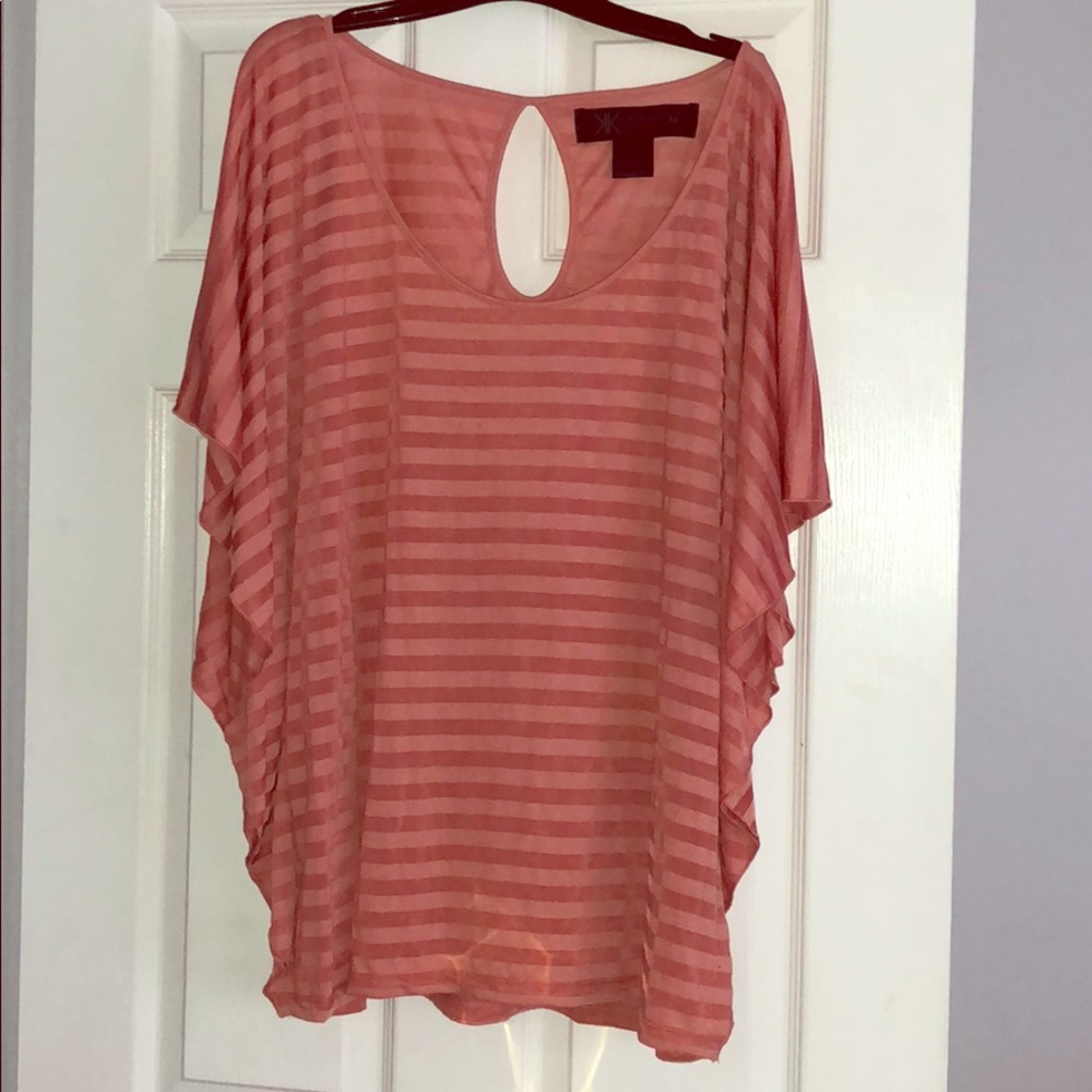 Coral striped top